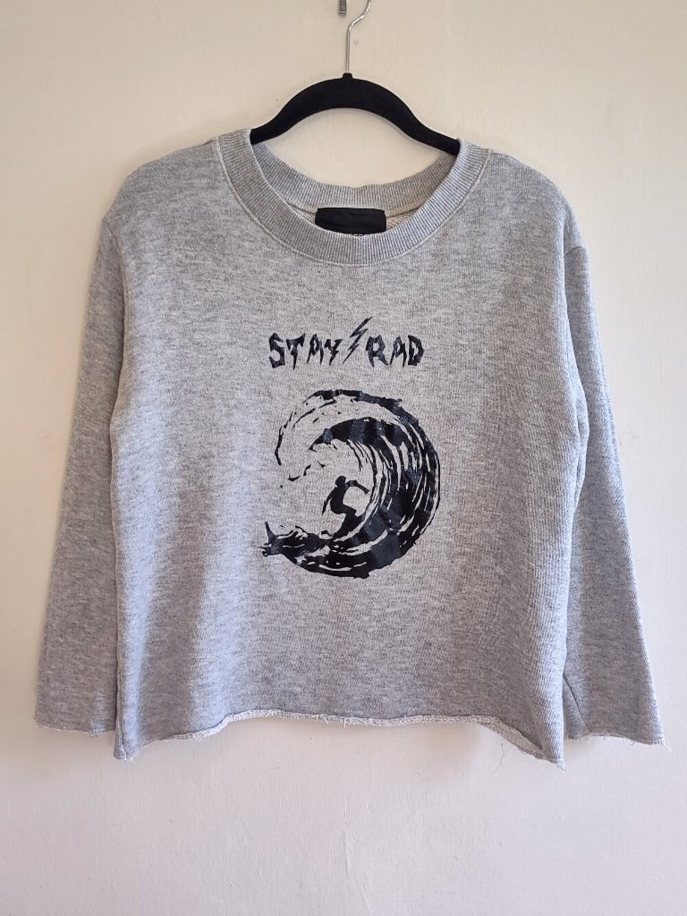 Le Superbe Crop Sweatshirt Women's Small Surfer 'Stay Rad' USA Casual Grunge